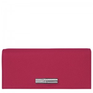 Beetroot - Leather Longchamp Le Roseau Flap Women Wallets | AU7855EB