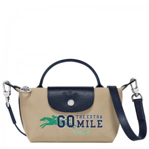 Beige - Canvas Longchamp Le Pliage Collection XS Pouch Women Crossbody Bags | AU7380TC