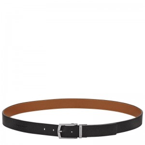 Black/Caramel - Leather Longchamp Le FoulonnÉ Men Belts | AU9321DF