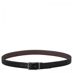 Black/Mocha - Leather Longchamp sur Seine Men Belts | AU9317OK