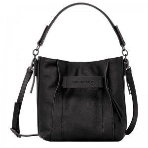 Black - Leather Longchamp 3D S Women Crossbody Bags | AU7435WN
