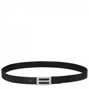 Black - Leather Longchamp Delta Box Men Belts | AU9307WN