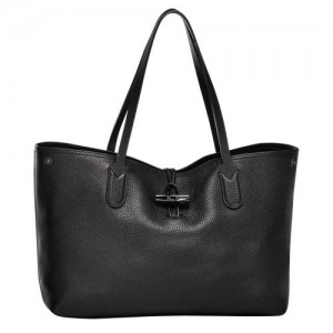 Black - Leather Longchamp Le Roseau Essential L Tote Women Shoulder Bags | AU7585IL