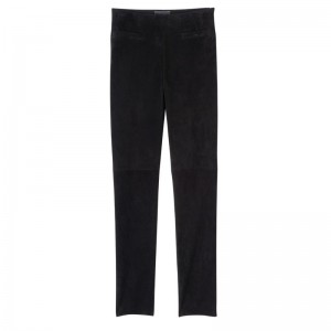 Black - Leather Longchamp Skinny Women Pants | AU8696SG