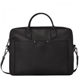 Black - Leather Longchamp sur Seine M Men Briefcase | AU8759VR