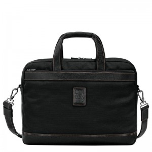 Black - Recycled canvas Longchamp Boxford L Men Briefcase | AU8767CT