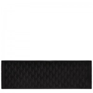 Black - Wool Longchamp Chevaux jacquard Men Stoles | AU9344JP