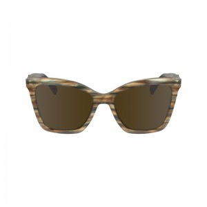 Brown/Petrol - Acetate Longchamp Fall-Winter 2023 Collection Women Sunglasses | AU8504NW