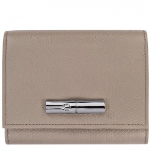 Clay - Leather Longchamp Le Roseau Women Wallets | AU7865DF