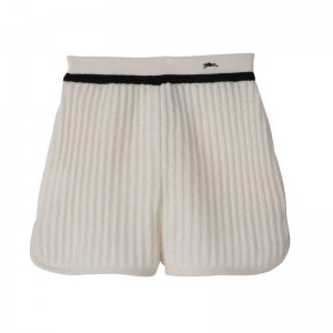 Ecru - Knit Longchamp Short Women Pants | AU8587UZ
