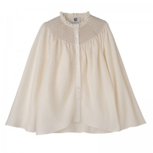Ecru - Smocked veil Longchamp Blouse Women Blouse | AU8690YX