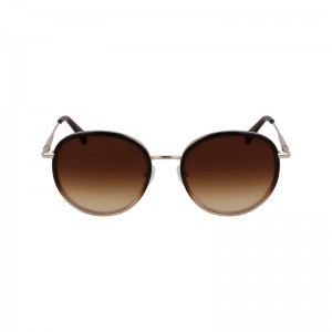 Gold/Brown - Metal Longchamp Women Sunglasses | AU8461HA