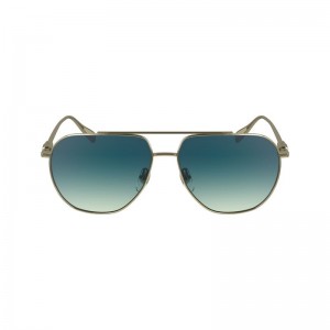 Gold/Petrol Blue - Metal Longchamp Women Sunglasses | AU8464DF