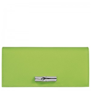 Green Light - Leather Longchamp Le Roseau Flap Women Wallets | AU7858YX