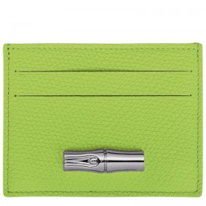 Green Light - Leather Longchamp Le Roseau Women Card Holder | AU7922KO