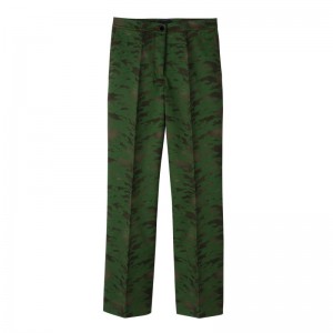 Khaki - Cotton gabardine Longchamp Suit Women Pants | AU8706CT