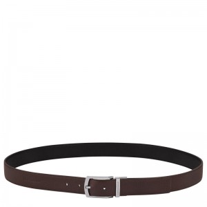 Mocha/Black - Leather Longchamp Le FoulonnÉ Men Belts | AU9323GS