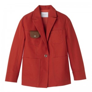 Paprika - Gabardine Longchamp Topstitching straight Women Jackets | AU8525RV
