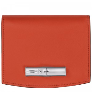 Paprika - Leather Longchamp Le Roseau Women Wallets | AU7841SG