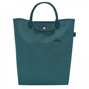 Peacock - Canvas Longchamp Le Pliage Green M Tote Men Handbag | AU8902PJ