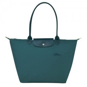 Peacock - Recycled canvas Longchamp Le Pliage Green L Tote Women Shoulder Bags | AU7593QM