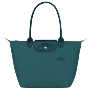Peacock - Recycled canvas Longchamp Le Pliage Green M Tote Women Shoulder Bags | AU7599UZ
