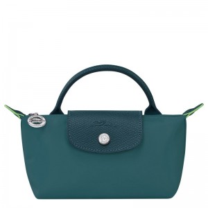 Peacock - Recycled canvas Longchamp Le Pliage Green with handle Women Pouches | AU7951YX
