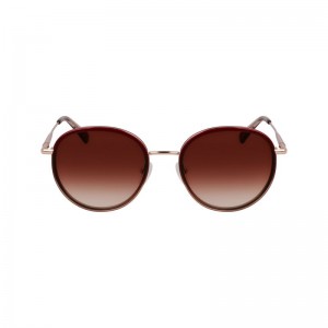 Rose Gold/Burgundy - Metal Longchamp Women Sunglasses | AU8452NW